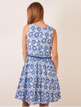Rochie De Vara Cu Flori Albastru Si Alb
